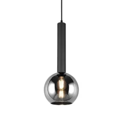Lámpara de techo colgante Clayton Negro/Fumé 1L 1XE27 20cm Ø
