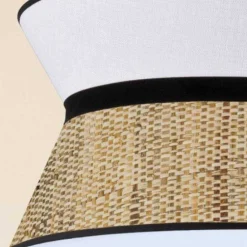 Lámpara de techo colgante Drac 1xE27 acabado fibra natural y tejido beige estilo moderno 40cm Ø