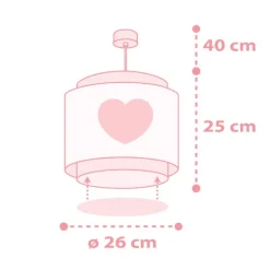 Lámpara de techo colgante Dreams Corazón Rosa 1xE27 acabado rosa estilo infantil 26cm Ø