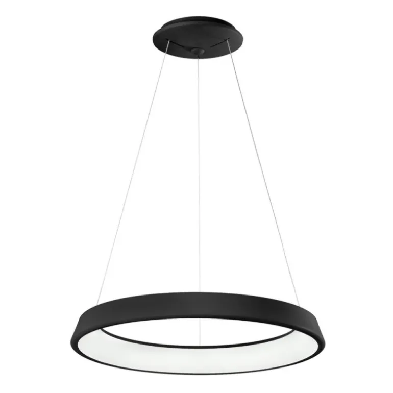 Lámpara de techo colgante Estocolmo LED integrado 36w 4000k acabado metal negro estilo moderno 60cm Ø