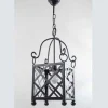 Lámpara de techo colgante Farol 1xE27acabado forja negro estilo rústico 24x24cm