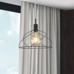 Lámpara de techo colgante Farrel 1 luz 1xE27 acabado metal negro estilo moderno 35cm Ø
