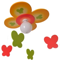 Lámpara de techo colgante Flor y Mariposas 1xE27 acabado madera varios tonos estilo infantil 40cm Ø