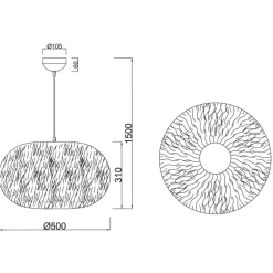 Lámpara de techo colgante Furry 1XE27 50cm Ø