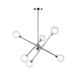 Lámpara de techo colgante Globo 6 luces 6xG9 acabado metal cromo y cristal estilo moderno 65cm Ø