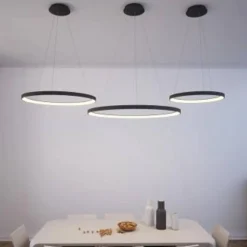 Lámpara de techo colgante Grace LED integrado 50w tonalidad 3000k acabado metal negro estilo moderno 58cm Ø