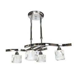 Lámpara de techo colgante Hielo 4 luces 4xG9 acabado metal cromo tulipas cristal mate estilo moderno