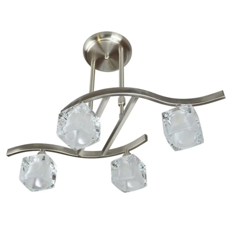 Lámpara de techo colgante Hielo 4 luces 4xG9 acabado metal níquel estilo moderno