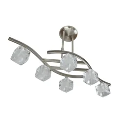 Lámpara de techo colgante Hielo 6 luces 6xG9 acabado metal níquel estilo moderno