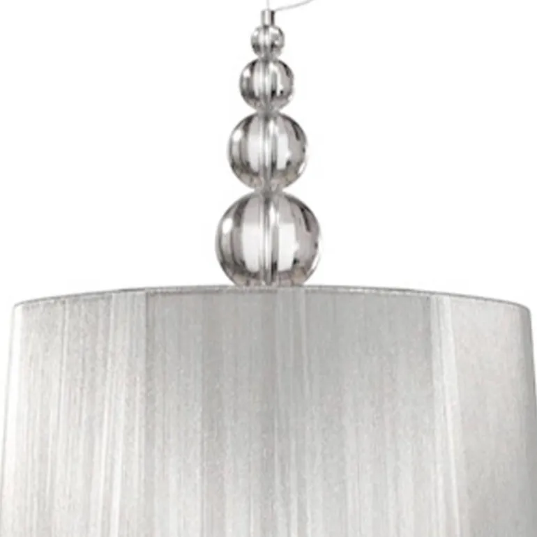 Lámpara de techo colgante Hilos 3xE27 acabado cromo pantalla hilo plata estilo clásico 50cm Ø