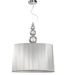 Lámpara de techo colgante Hilos 3xE27 acabado cromo pantalla hilo plata estilo clásico 50cm Ø
