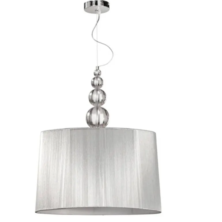 Lámpara de techo colgante Hilos 3xE27 acabado cromo pantalla hilo plata estilo clásico 50cm Ø