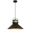 Lámpara de techo colgante Horus 1 luz 1XE27 acabado metal negro y dorado estilo industrial 36cm Ø