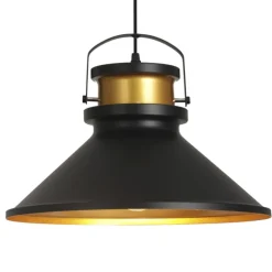 Lámpara de techo colgante Horus 1 luz 1XE27 acabado metal negro y dorado estilo industrial 36cm Ø