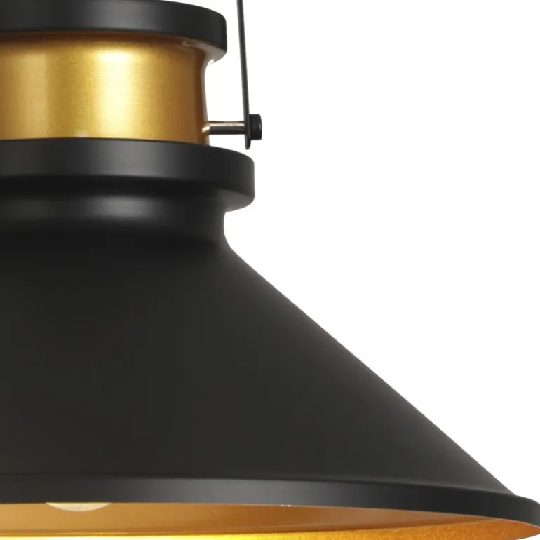Lámpara de techo colgante Horus 1 luz 1XE27 acabado metal negro y dorado estilo industrial 36cm Ø