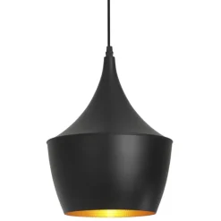 Lámpara de techo colgante Iris II 1XE27 acabado metal negro e interior dorado estilo moderno 24cm Ø