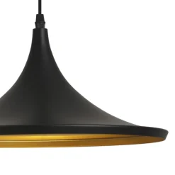 Lámpara de techo colgante Iris I 1XE27 acabado metal negro e interior dorado estilo moderno 36cm Ø