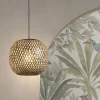 Lámpara de techo colgante Kenia 1 luz 1xE27 acabado bambú natura/negro trenzado estilo nórdico 38cm Ø