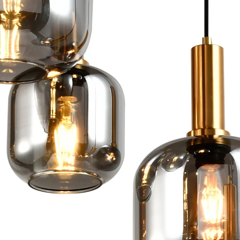 Lámpara de techo colgante Krumlov 5 luces 5XE27 estilo moderno acabado negro y dorado 49.5cm Ø