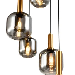 Lámpara de techo colgante Krumlov 5 luces 5XE27 estilo moderno acabado negro y dorado 49.5cm Ø