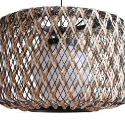 Lámpara de techo colgante Lao 1XE27 acabado rattán estilo rústico uso en exterior IP55 45cm Ø