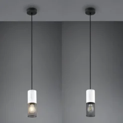 Lámpara de techo colgante 1L Blanco/ Rejilla Negro 1XE27