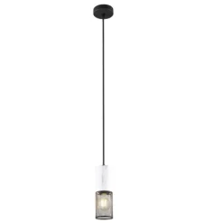 Lámpara de techo colgante 1L Blanco/ Rejilla Negro 1XE27