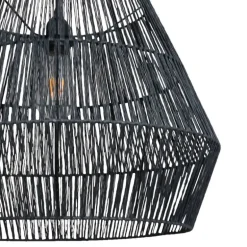 Lámpara de techo colgante Leave 1xE27 acabado fibra natural negro estilo rústico 50cm Ø