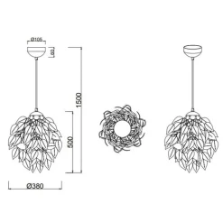 Lámpara de techo colgante Leavy mini 1xE27 acabado blanco estilo moderno 38cm Ø