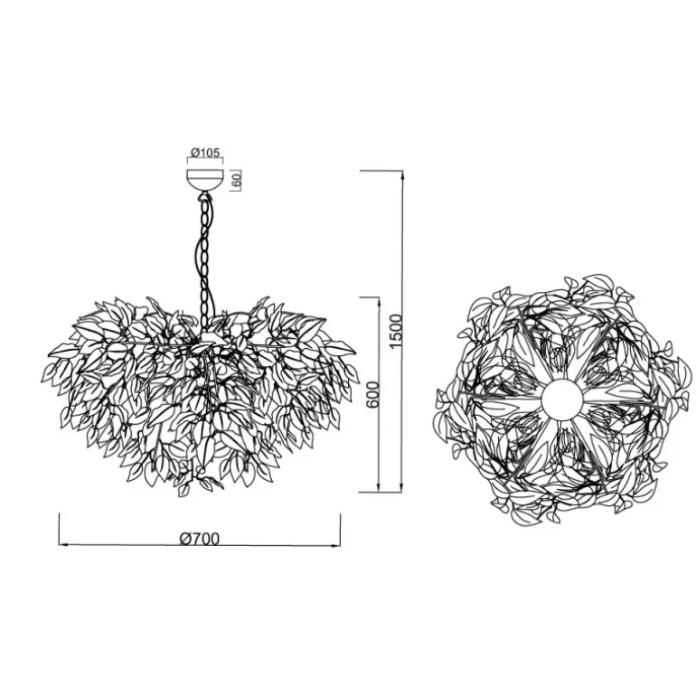 Lámpara de techo colgante Leavy Verde 4XE14 70cm Ø