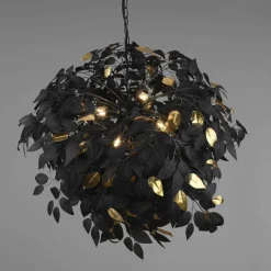 Lámpara de techo colgante Leavy 4xE14 acabado negro estilo moderno 70cm Ø