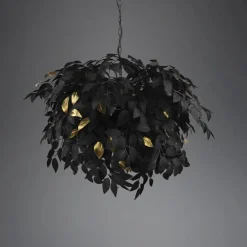 Lámpara de techo colgante Leavy 4xE14 acabado negro estilo moderno 70cm Ø
