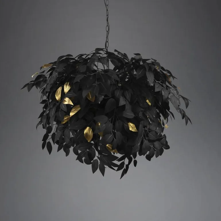 Lámpara de techo colgante Leavy 4xE14 acabado negro estilo moderno 70cm Ø