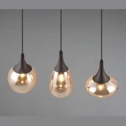 Lámpara de techo colgante Lumina 3L Negro/ Ámbar 3XE14