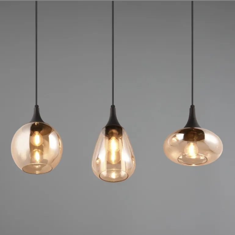 Lámpara de techo colgante Lumina 3L Negro/ Ámbar 3XE14