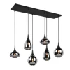 Lámpara de techo colgante Lumina 6 luces 6xE14 acabado metal negro cristal ahumado efecto espejo estilo moderno
