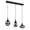 Lámpara de techo colgante Lumina 3 luces 3xE27 acabado metal negro cristal ahumado efecto espejo estilo moderno