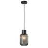 Lámpara de techo colgante 1 luz Galio 1xE27 acabado metal negro cristal fumé estilo vintage 20cm Ø