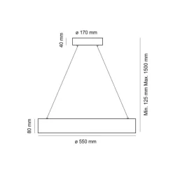 Lámpara de techo colgante Lyn LED integrado 40w 3CCT acabado antracita estilo moderno incluye mando a distancia 55cm Ø