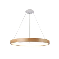 Lámpara de techo colgante Mad LED integrado 56w tonalidad 3000k acabado madera natura estilo moderno 92cm Ø