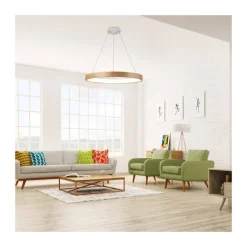 Lámpara de techo colgante Mad LED integrado 56w tonalidad 3000k acabado madera natura estilo moderno 92cm Ø