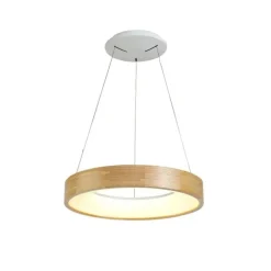 Lámpara de techo colgante Mad LED integrado 28w tonalidad 3000k acabado madera natura estilo moderno 47cm Ø