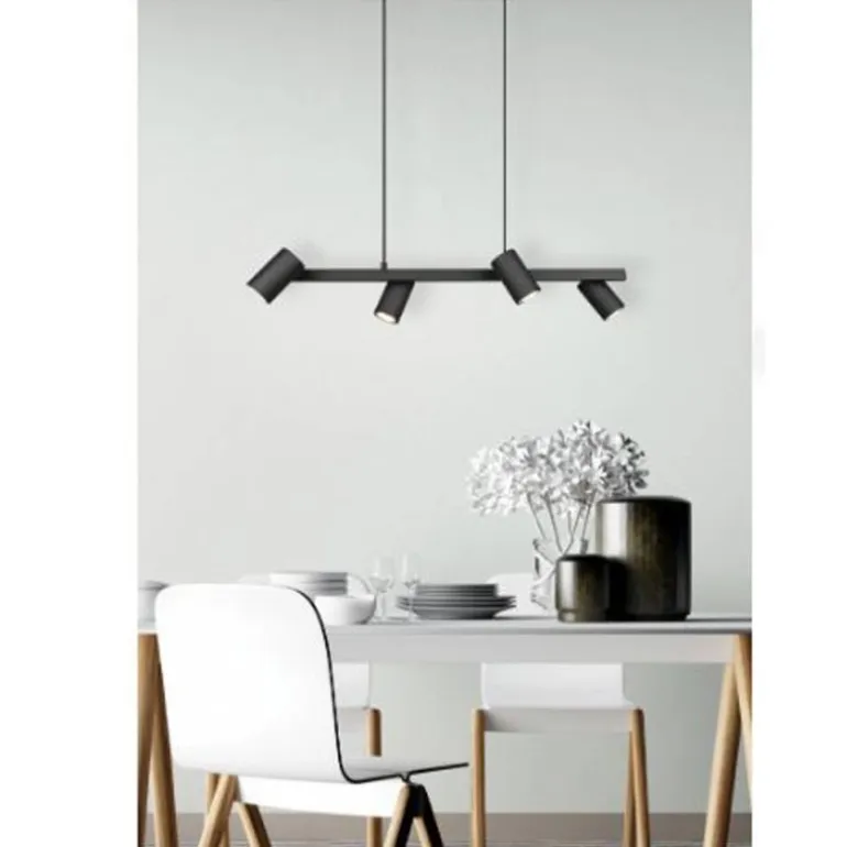 Lámpara de techo colgante Marley 4 luces 4xGU10 acabado metal negro estilo moderno