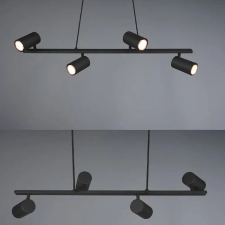 Lámpara de techo colgante Marley 4 luces 4xGU10 acabado metal negro estilo moderno
