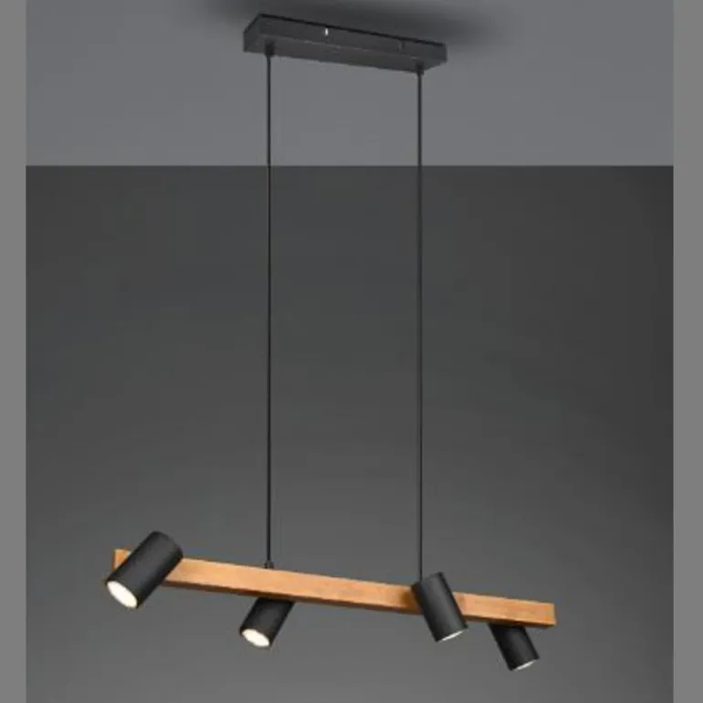 Lámpara de techo colgante Marley Madera/Negro 4L 4XGU10 80cm Ancho