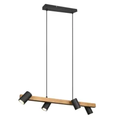 Lámpara de techo colgante Marley Madera/Negro 4L 4XGU10 80cm Ancho