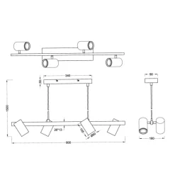 Lámpara de techo colgante Marley Níquel 4L 4XGU10 80cm Ancho
