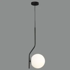 Lámpara de techo colgante Maui 1 luz 1xE27 acabado metal negro cristal blanco opal estilo moderno 21cm Ø