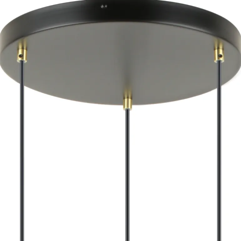 Lámpara de techo colgante Mauna 3 luces acabado negro y oro envejecido 3XE27 estilo moderno 35cm Ø