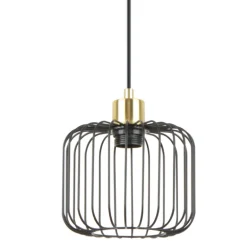 Lámpara de techo colgante Mauna 1 luz acabado negro y oro envejecido 1XE27 estilo moderno 18cm Ø